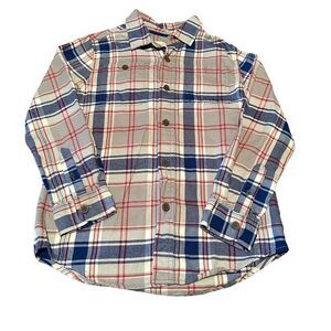 Cat & Jack Cream Blue and Red Flannel Button Down Shirt size 8/10